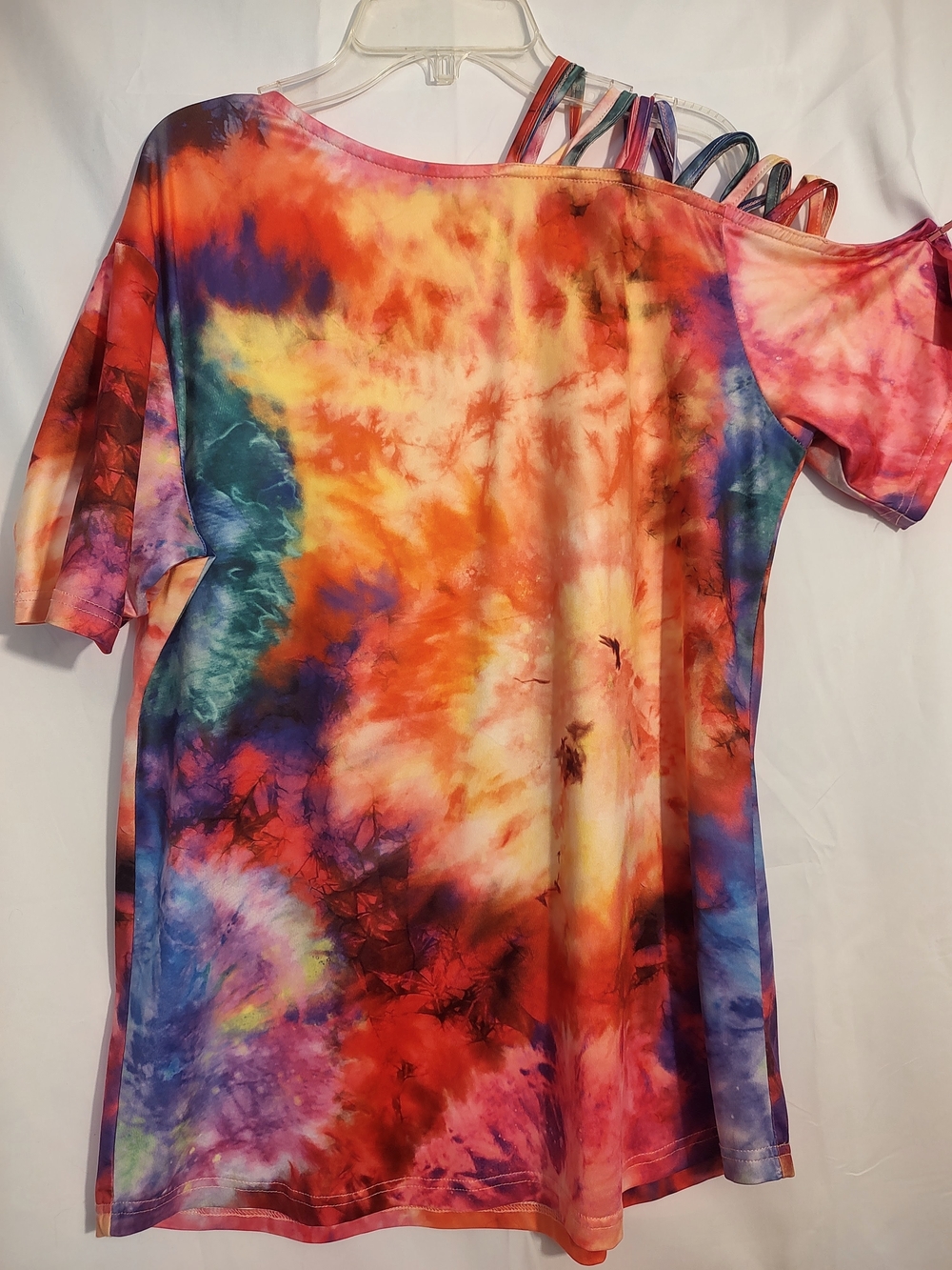 Tie-Dye Cold-Shoulder Women's Top - Multicolor